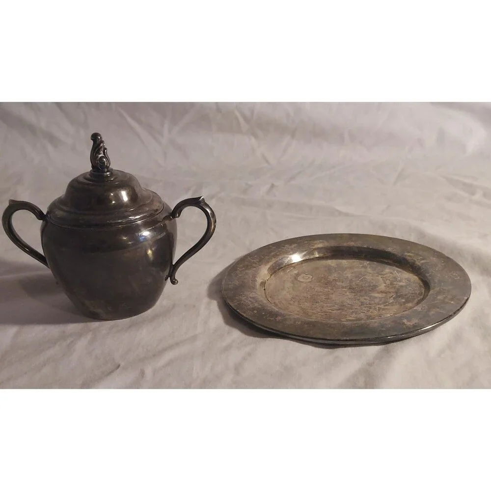 Antique Art S Co SPC Sugar Bowl and Plate